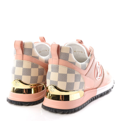 Louis Vuitton Suede Damier Azur Run Away Sneakers 37.5 Pink 4 of 8
