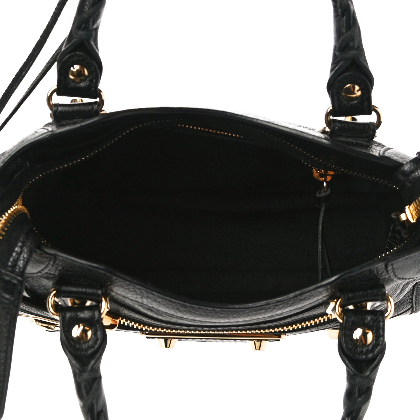 Chevre Gold Metallic Edge Hardware Mini City Black