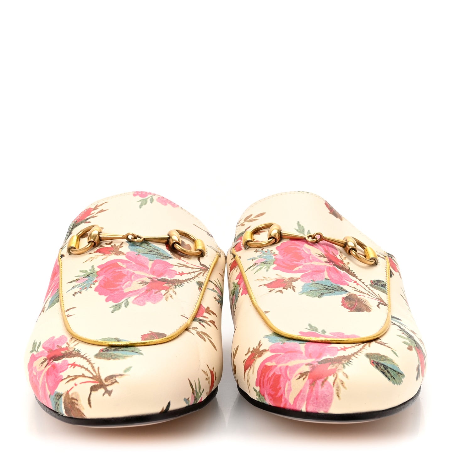 Calfskin Stamp Allover Rose Princetown Slippers 40 Ivory Multicolor