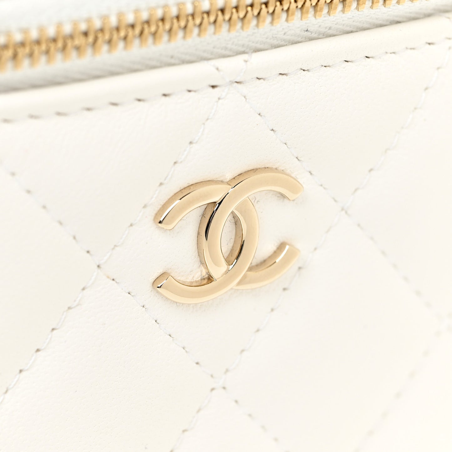 Lambskin Quilted My Chanel Lady Vanity Case With Chain White