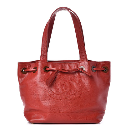 Chanel Caviar CC Drawstring Shoulder Bag Red 1 of 13
