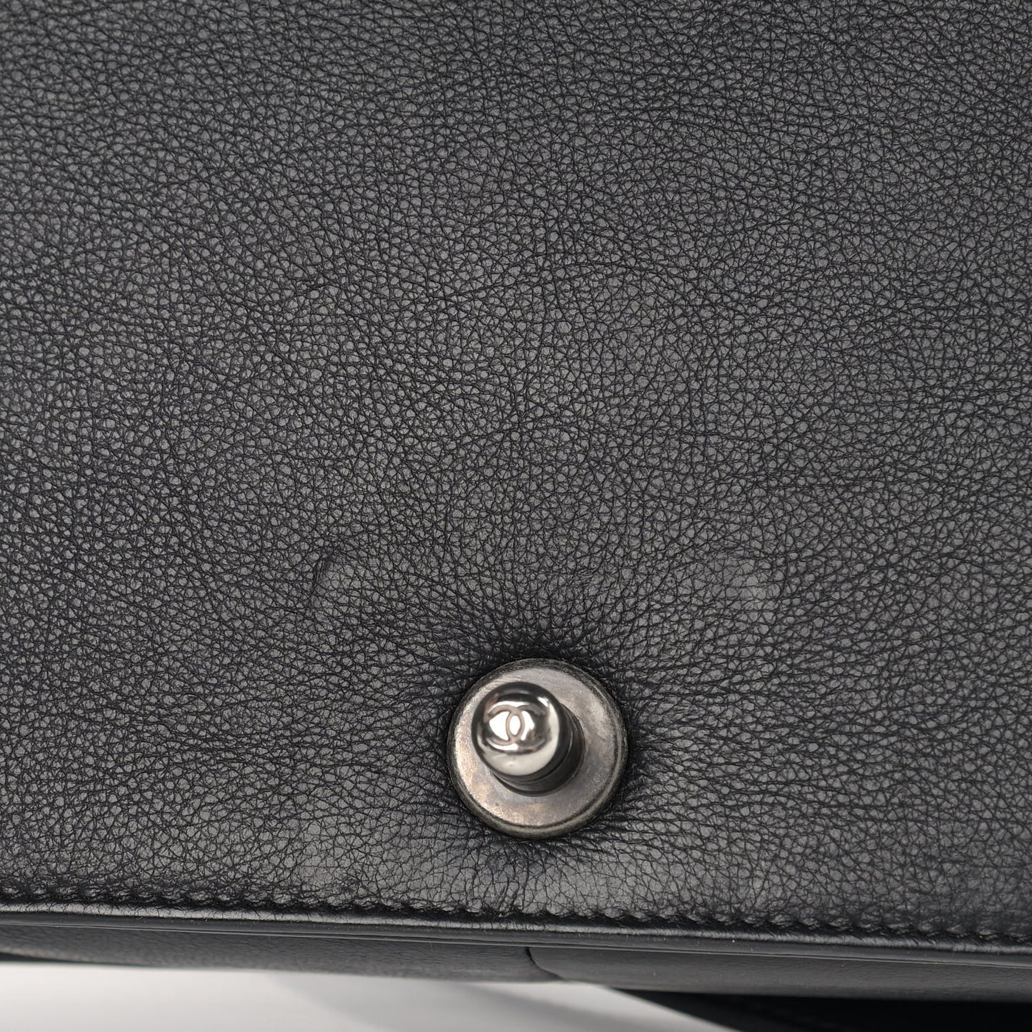 Calfskin Double Stitch Medium Boy Flap Black
