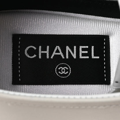 Chanel Calfskin Embossed Suede Sneakers 39.5 White Black 9 of 10