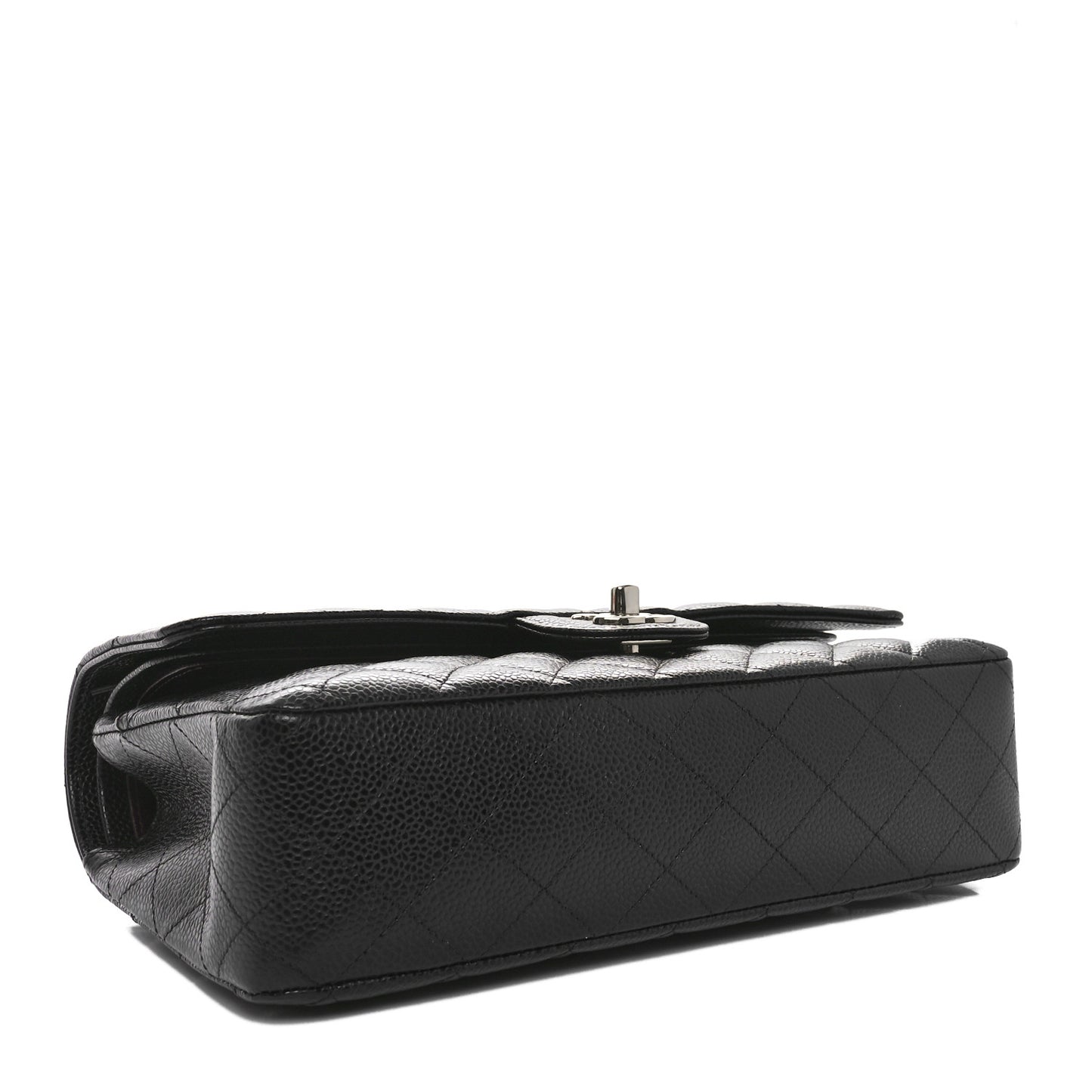 Caviar Quilted Medium Double Flap Black