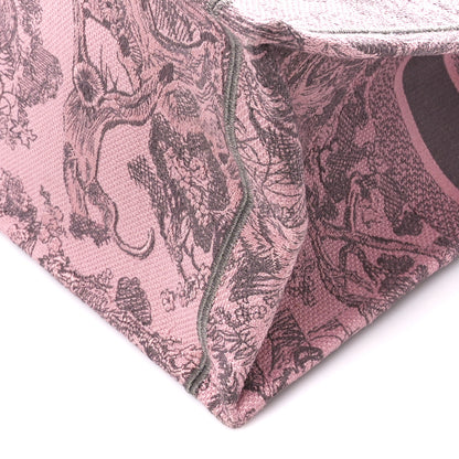 Christian Dior Canvas Embroidered Large Dioriviera Toile De Jouy Book Tote Pink 10 of 17