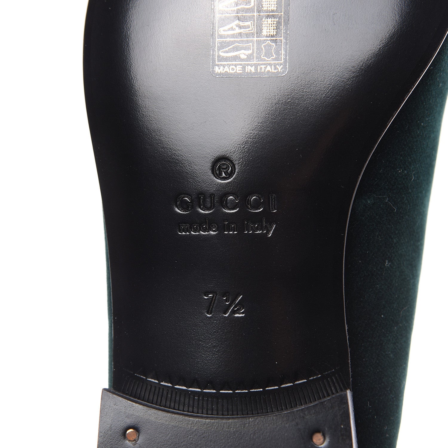 Gucci Velvet Crest Embroidered Mens Loafers 7.5 Green 8 of 9