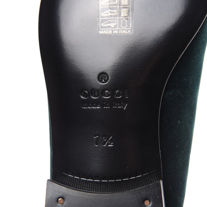 Gucci Velvet Crest Embroidered Mens Loafers 7.5 Green 8 of 9