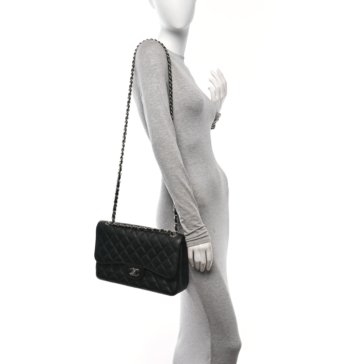 Chanel Caviar Quilted Jumbo Double Flap Black 2 of 10
