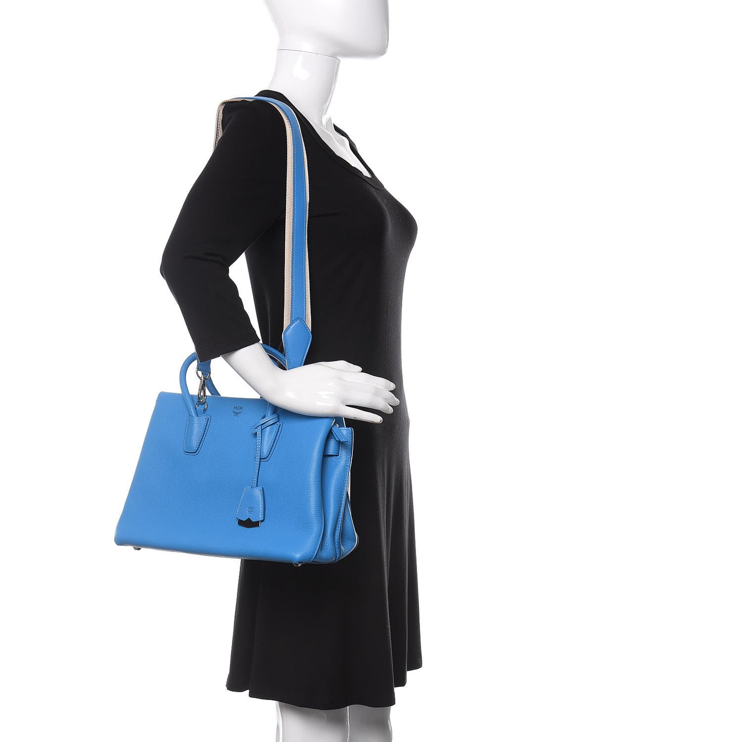 Grained Calfskin Medium Milla Tote Tile Blue
