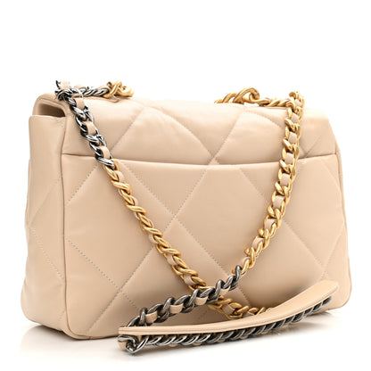 Chanel Lambskin Quilted Large Chanel 19 Flap Beige 2 of 9