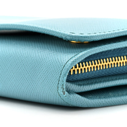 Prada Saffiano Metal Continental Flap Wallet Turchese 9 of 16