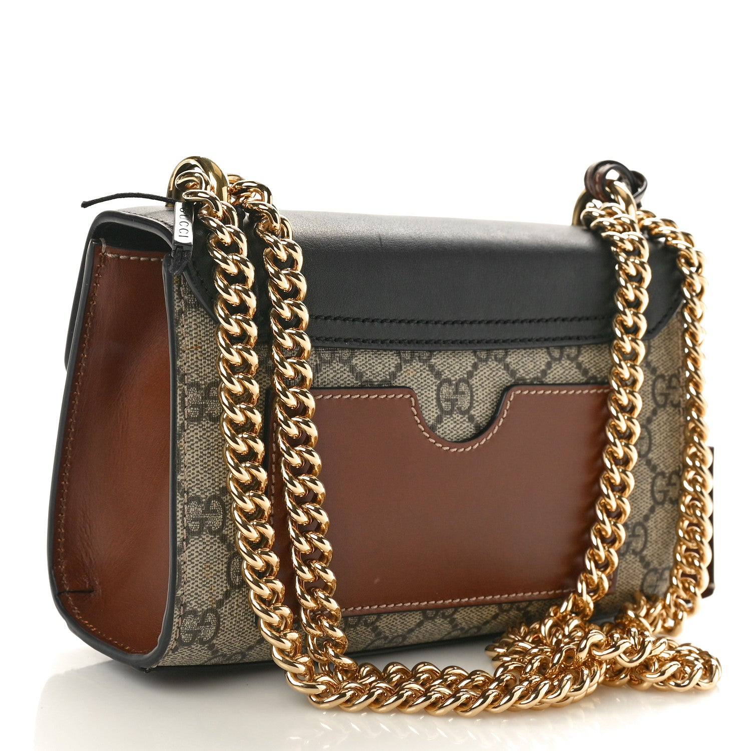 Gucci GG Supreme Monogram Calfskin Small Padlock Shoulder Bag Beige Black Cuir 2 of 11