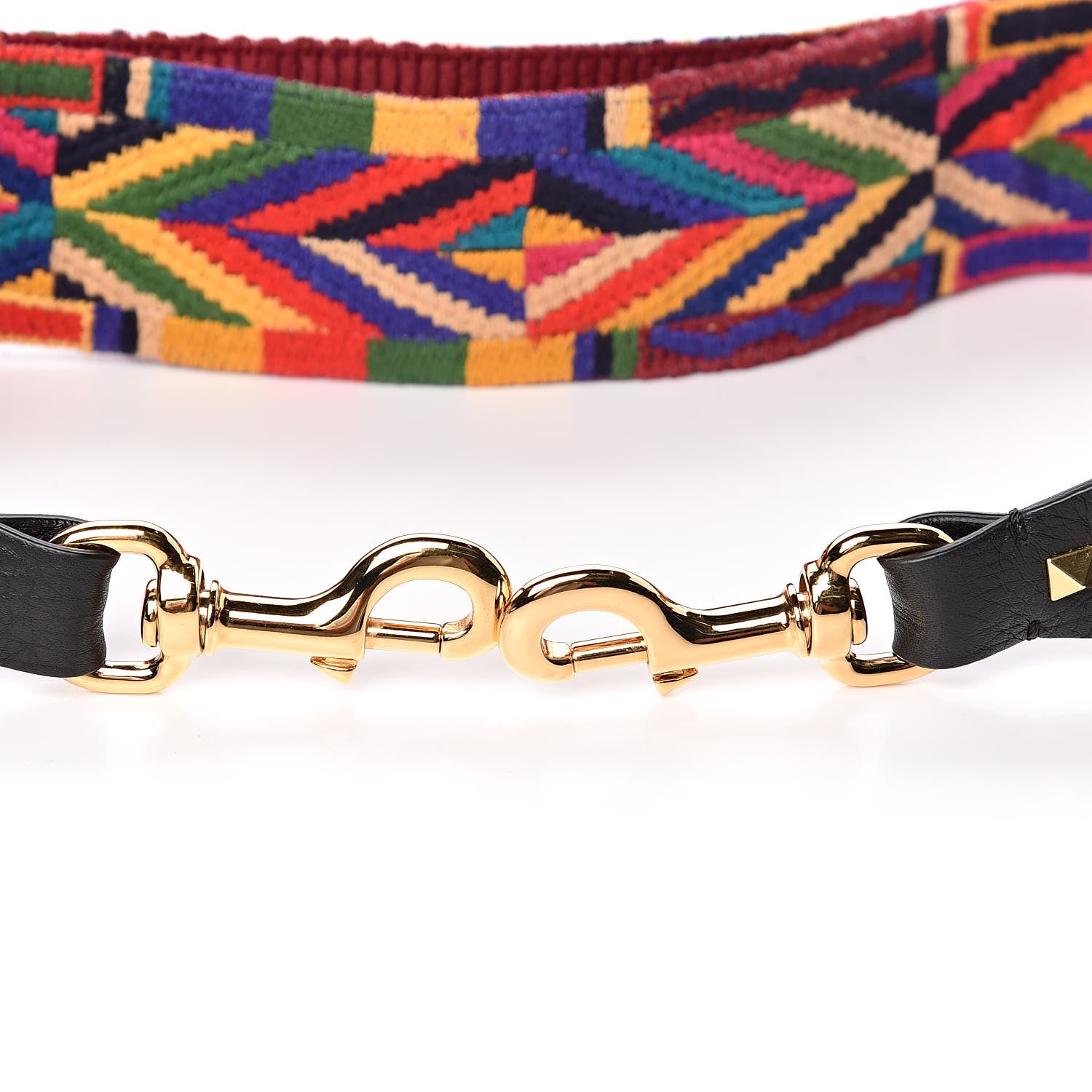 Valentino Garavani Canvas Geometric Embroidered Rockstud Guitar Strap Multicolor 4 of 5