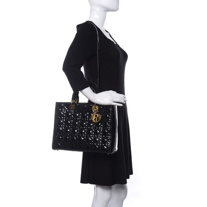 Christian Dior Patent Cannage Large Lady Dior Black 2 of 9
