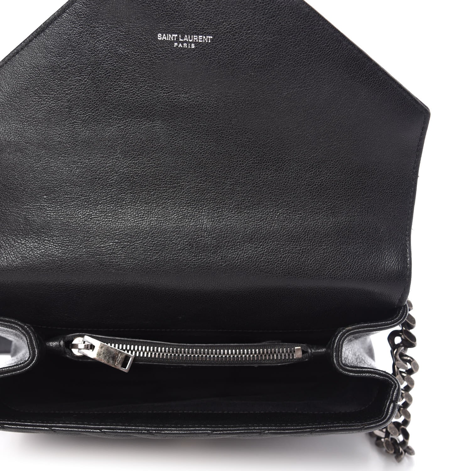 Saint Laurent Sheepskin Matelasse Chevron Monogram Medium College Bag Black 5 of 8