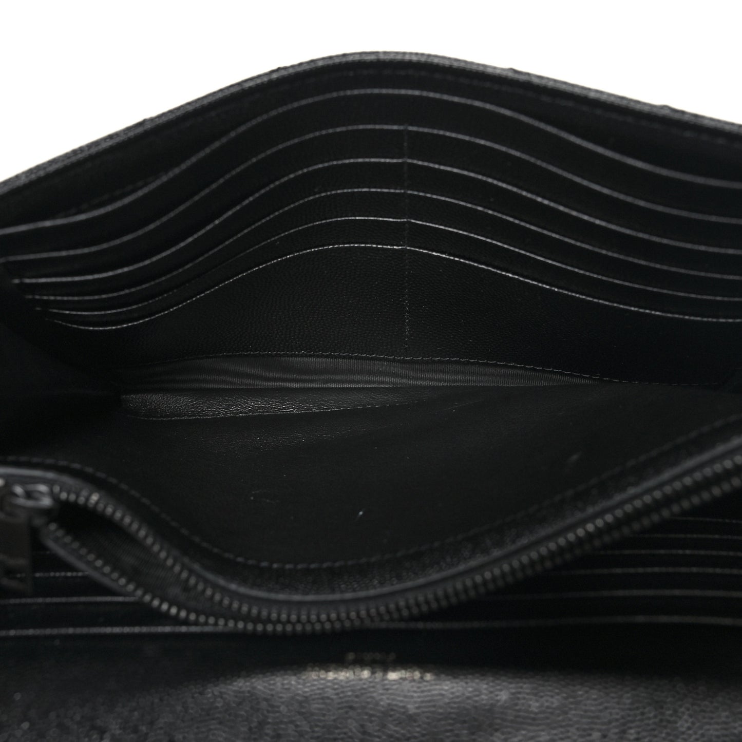 Grain De Poudre Matelasse Chevron Monogram Monochrome Chain Wallet Black
