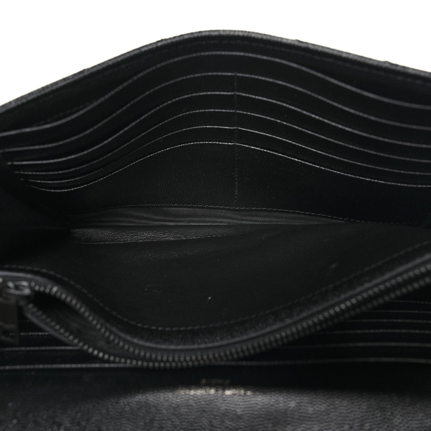 Saint Laurent Grain De Poudre Matelasse Chevron Monogram Monochrome Chain Wallet Black 6 of 11