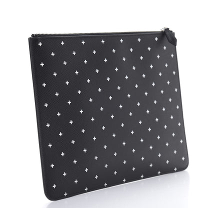 Givenchy Grained Calfskin Cross Print Zip Pouch Black 3 of 7
