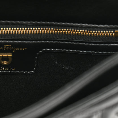 Salvatore Ferragamo Calfskin Quilted Gancini Flap Bag Black 6 of 11