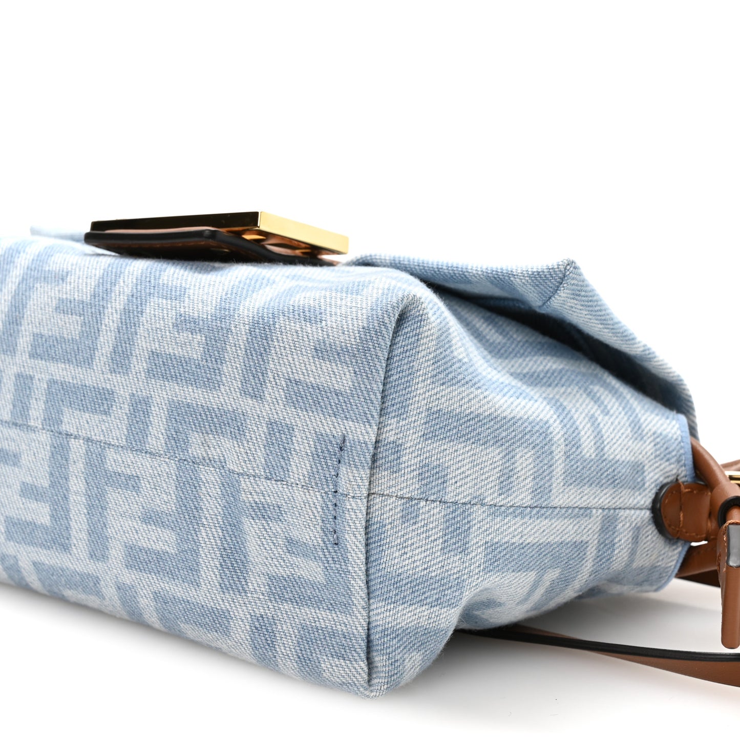Denim Calfskin Small Mamma Baguette Light Denim Soft Gold