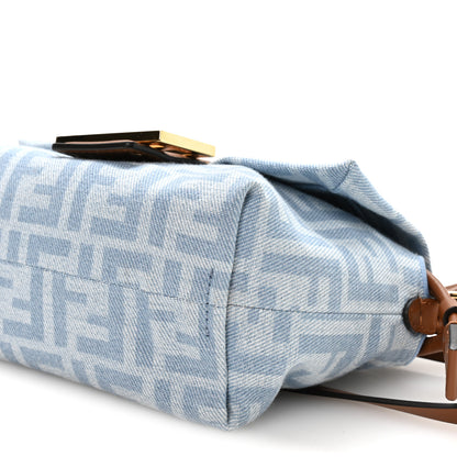 Fendi Denim Calfskin Small Mamma Baguette Light Denim Soft Gold 10 of 10