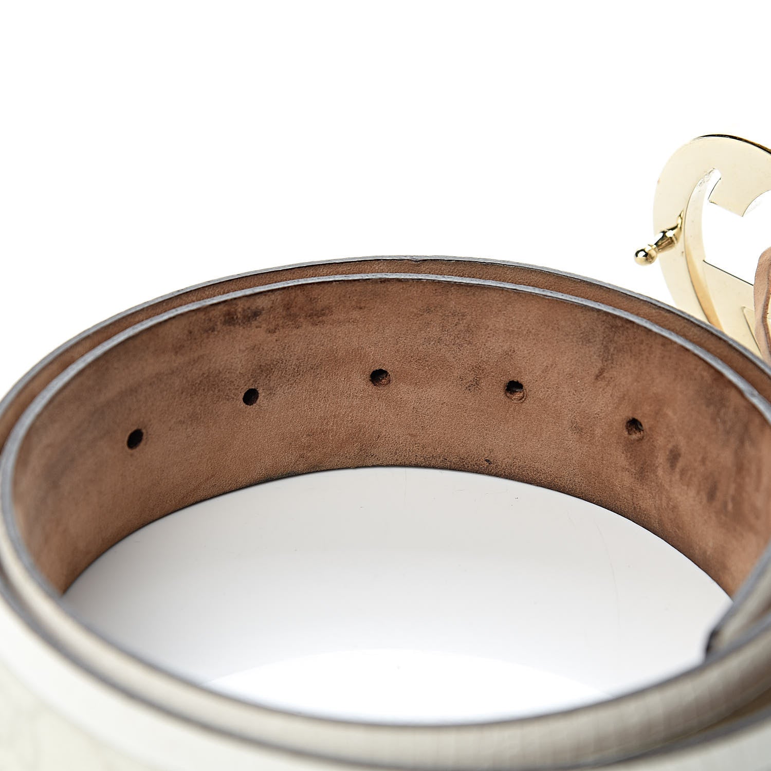 Gucci GG Plus Monogram Calfskin Interlocking G 40mm Belt 85 34 White 5 of 9