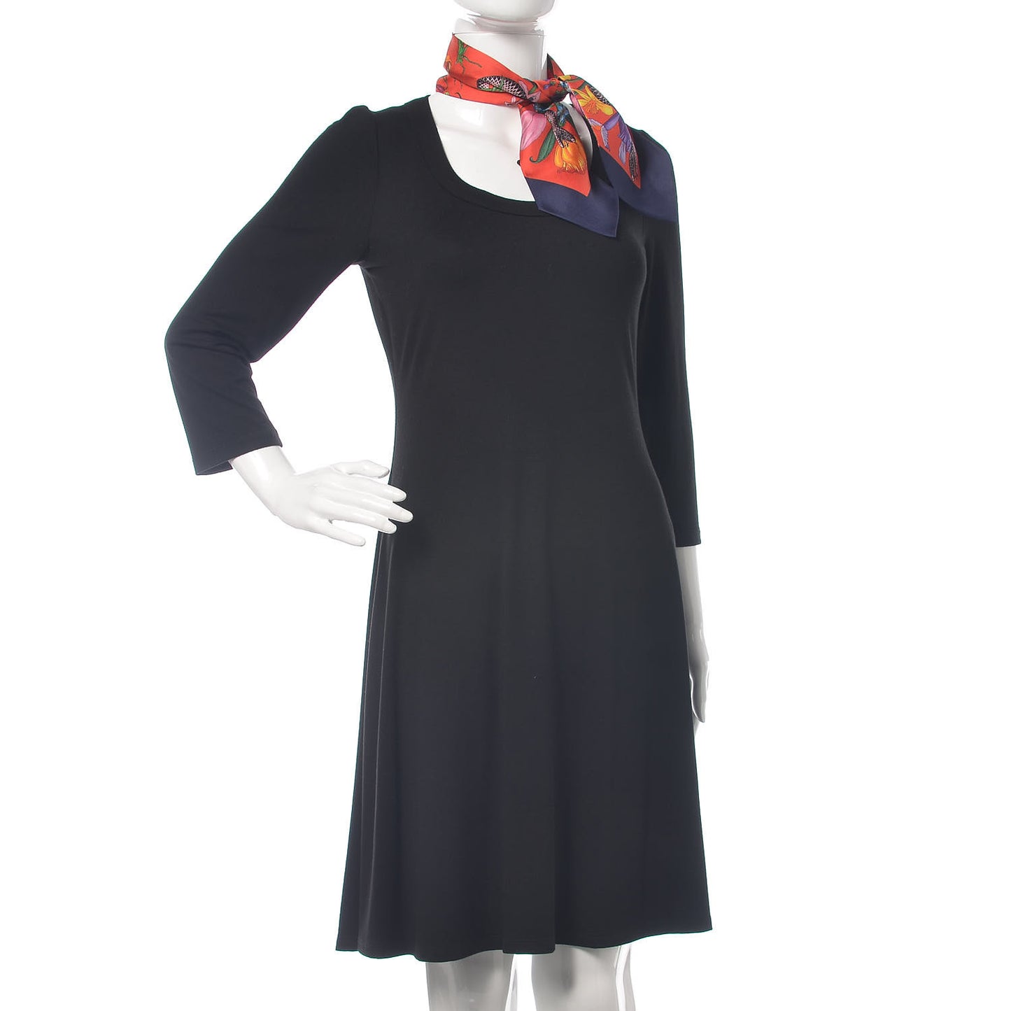 Silk Twill Flora Snake Neck Bow Scarf Red Blue