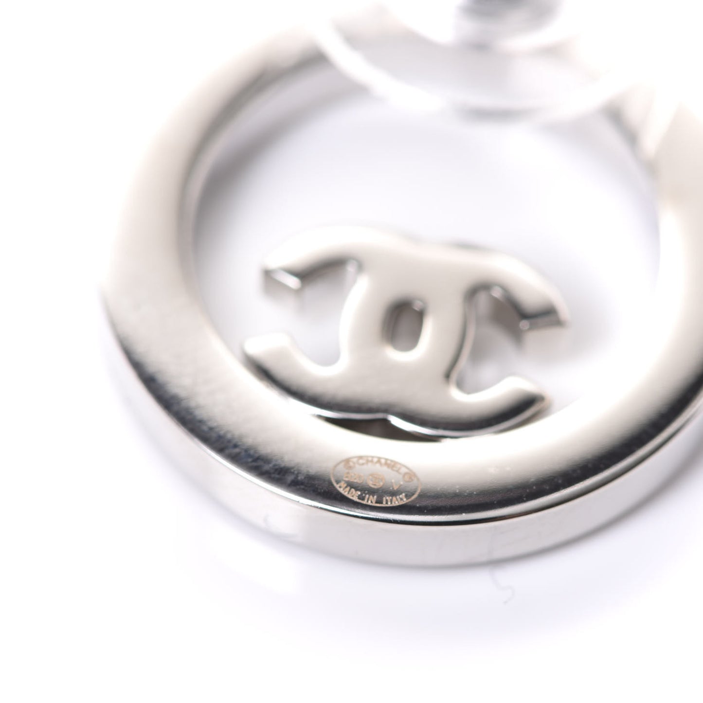 Crystal CC Round Earrings Silver