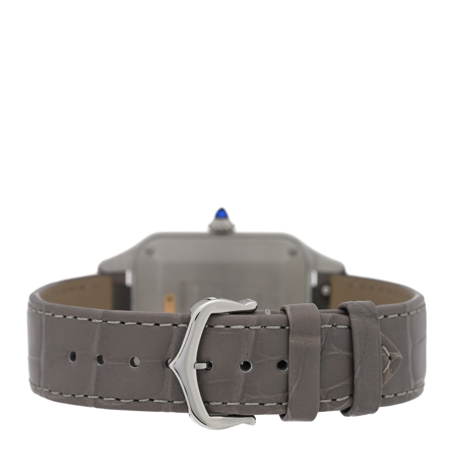 Cartier Stainless Steel 18K Yellow Gold Alligator 31.4mm Santos Dumont Quartz Watch Grey 3 of 5