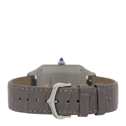 Cartier Stainless Steel 18K Yellow Gold Alligator 31.4mm Santos Dumont Quartz Watch Grey 3 of 5