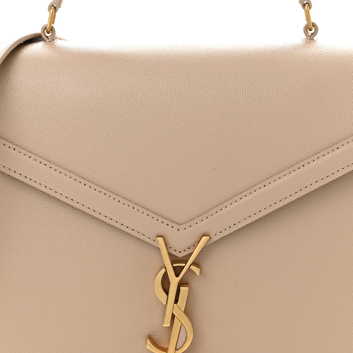 Saint Laurent Grain de Poudre Medium Classic Monogram Cassandra Top Handle Dark Beige 8 of 10