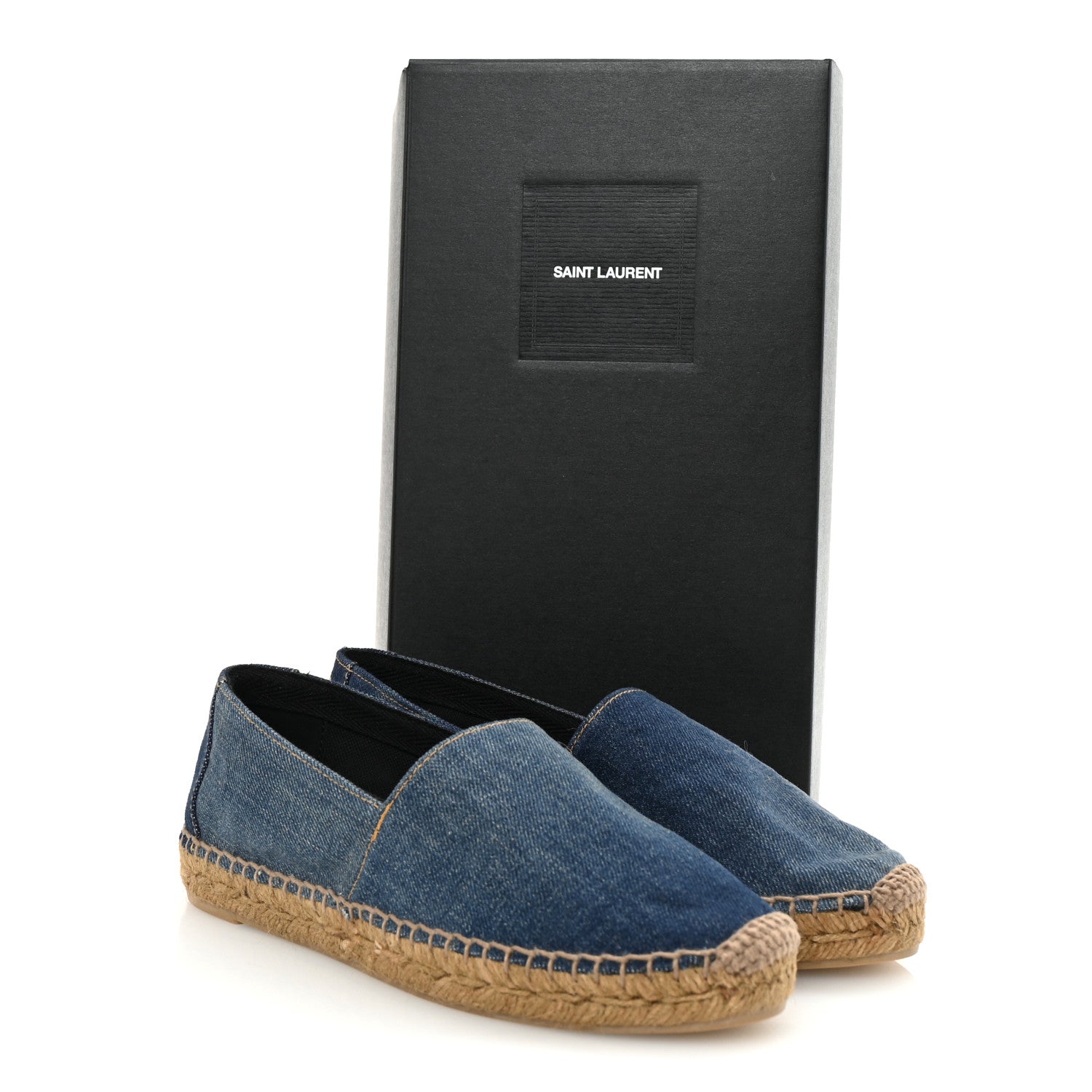 Saint Laurent Denim Logo Embroidered Espadrilles 37.5 Deep Blue 10 of 10