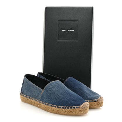 Saint Laurent Denim Logo Embroidered Espadrilles 37.5 Deep Blue 10 of 10
