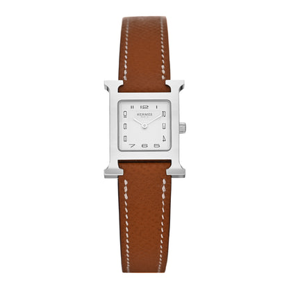 Hermes Stainless Steel Epsom 21mm Heure H Hour Quartz Watch Gold 1 of 5