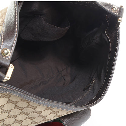 Gucci Monogram New Ladies Web Large Hobo Brown 5 of 7