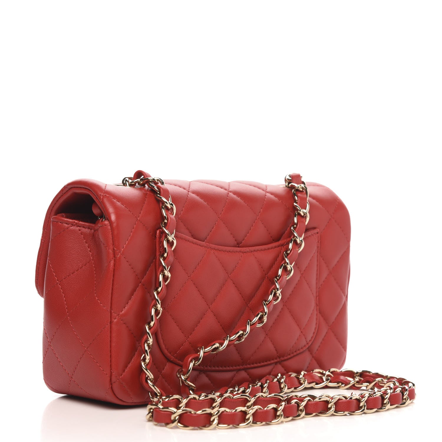 Chanel Lambskin Quilted Mini Rectangular Flap Red 3 of 9