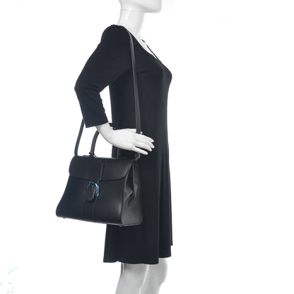 Delvaux Box Calfskin MM Brillant Pocket Satchel Black Red 2 of 10
