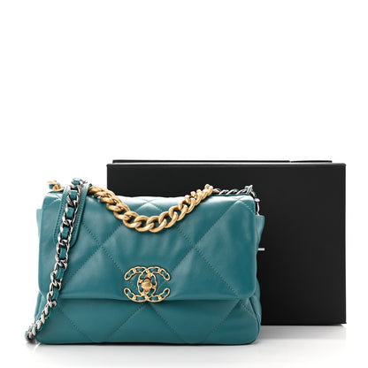 Chanel Goatskin Quilted Medium Chanel 19 Flap Turquoise 11 of 11