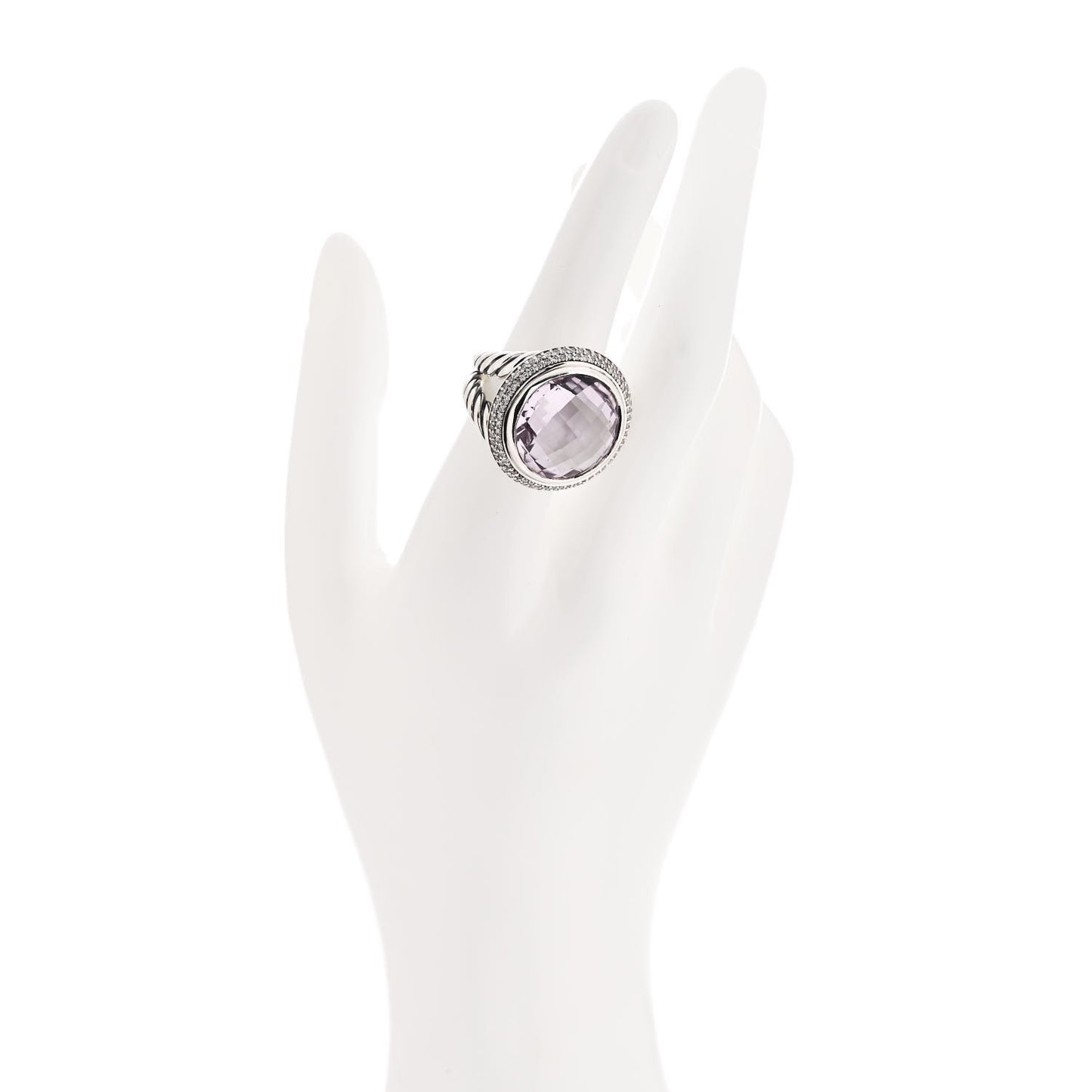 Sterling Silver Diamond Amethyst 18mm Cerise Ring 54 7