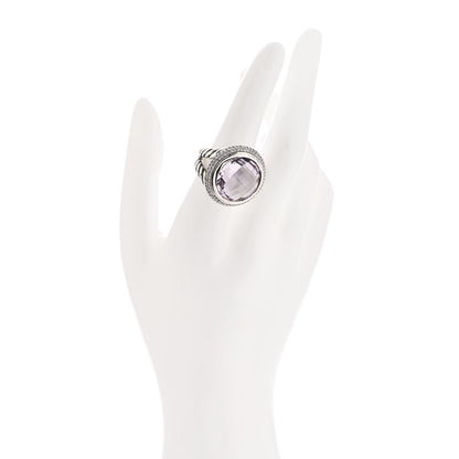 David Yurman Sterling Silver Diamond Amethyst 18mm Cerise Ring 54 7 2 of 7