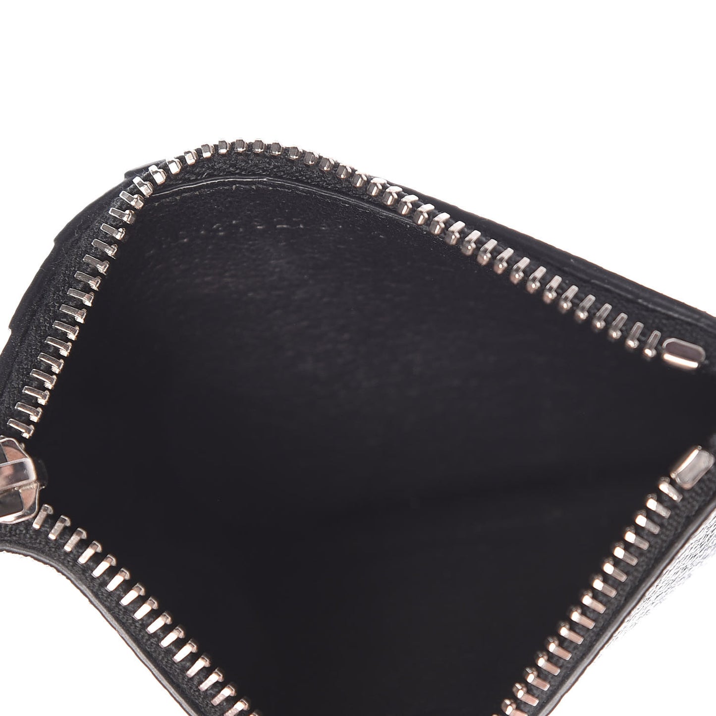 Grained Calfskin 5 Fragments Zip Pouch Card Holder Black