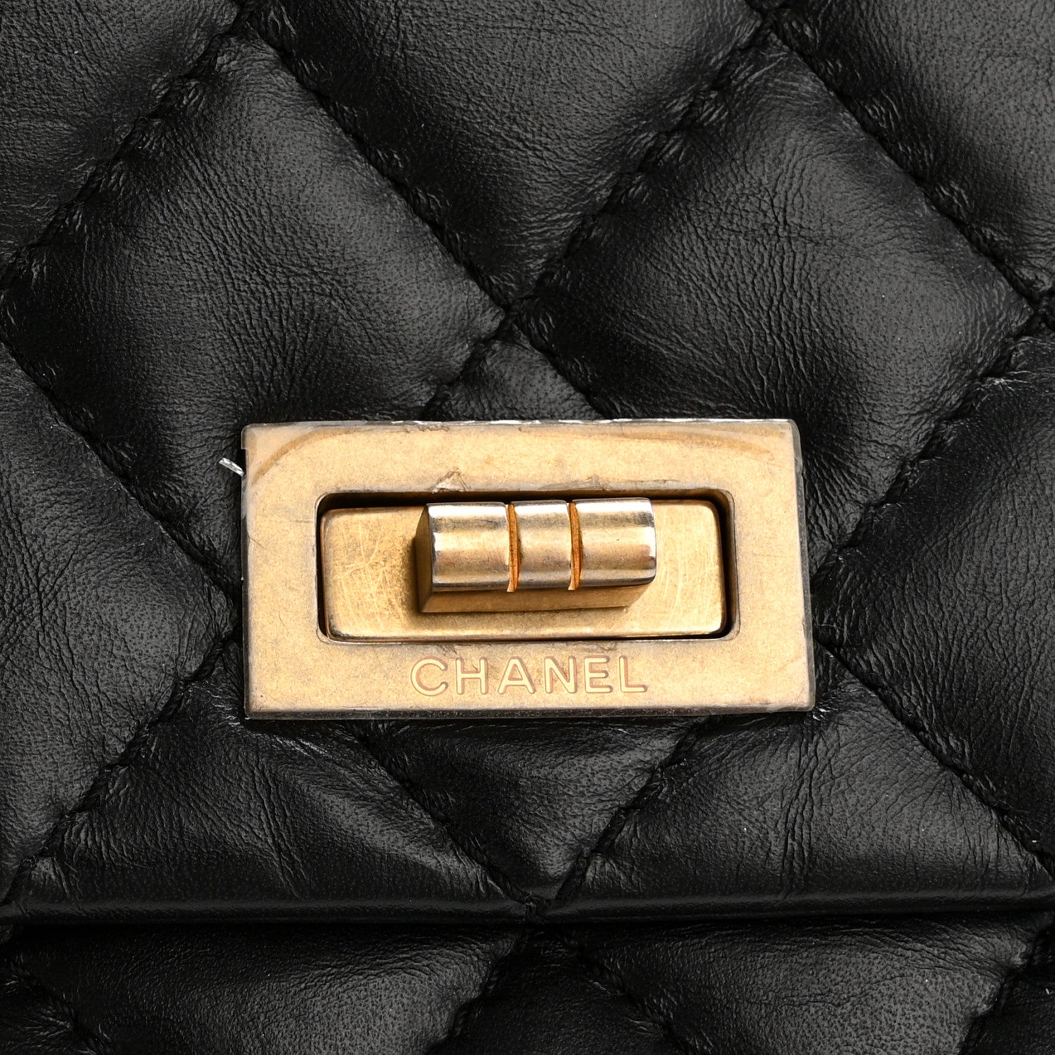 Chanel Aged Calfskin Quilted Reissue 2.55 Clutch Black 9 of 9