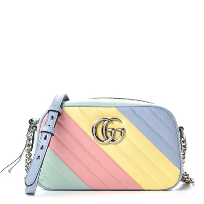 Gucci Calfskin Matelasse Diagonal Small GG Marmont Chain Shoulder Bag Multicolor Pastel 1 of 10