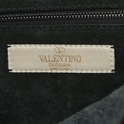 Valentino Garavani Pebbled Calfskin Turquoise Medium Guitar Strap Rockstud Rolling Flap Saddle Bag Black 6 of 11