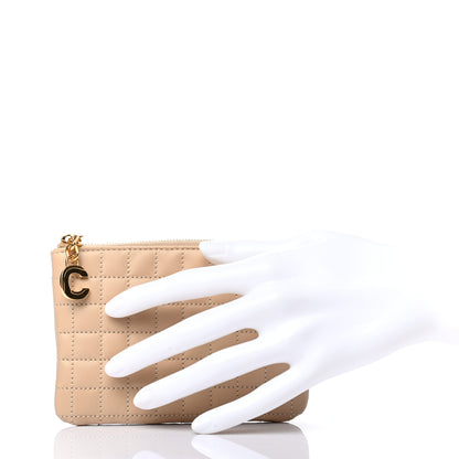 Celine Calfskin Quilted C Charm Coin Card Pouch Nude 2 of 8