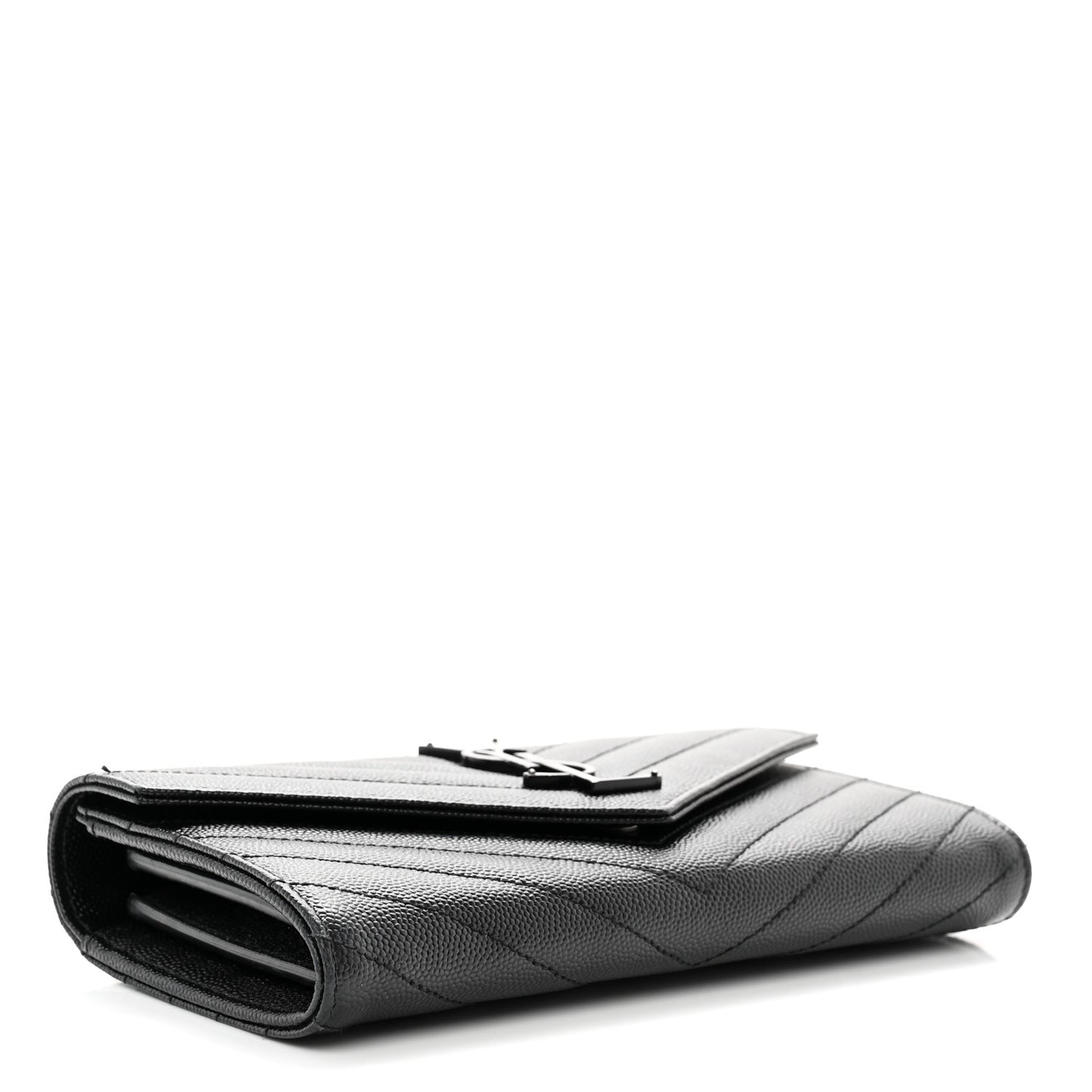 Grain De Poudre Matelasse Chevron Monogram Flap Wallet Black