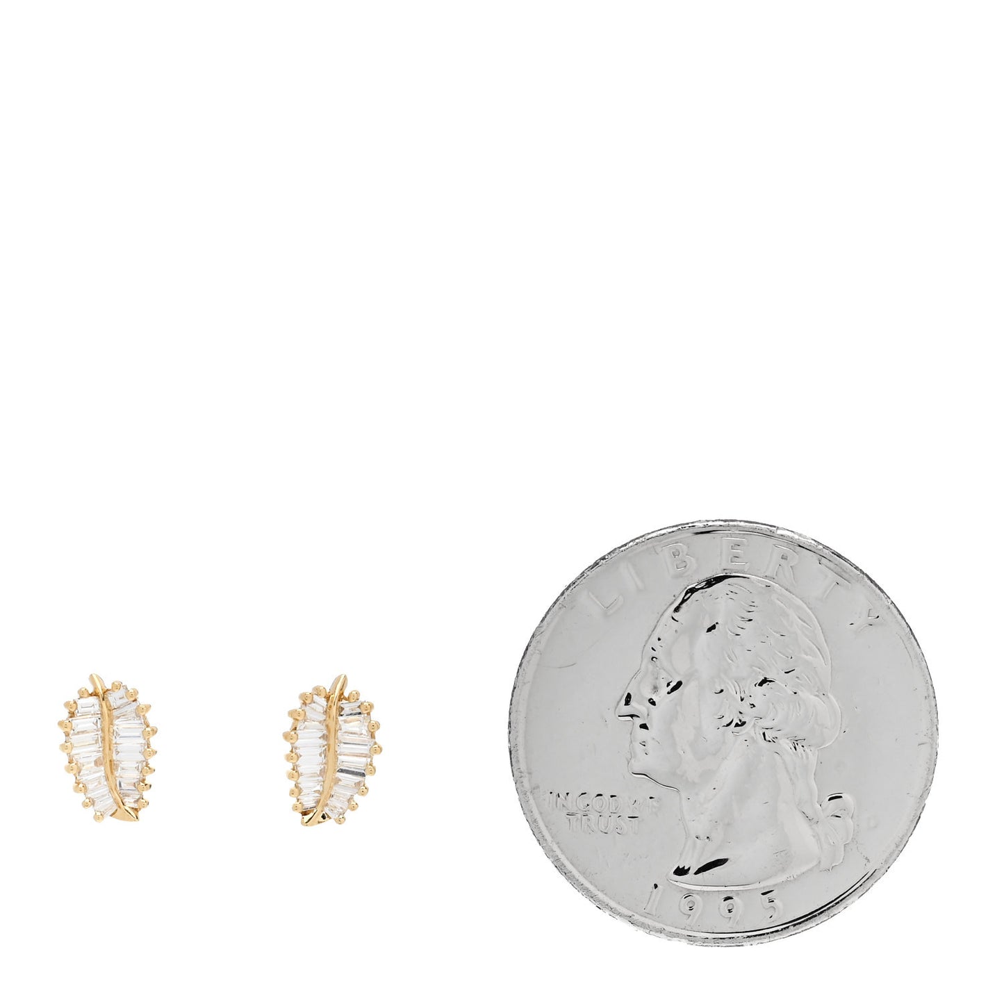 18K Yellow Gold Diamond Small Palm Leaf Earrings