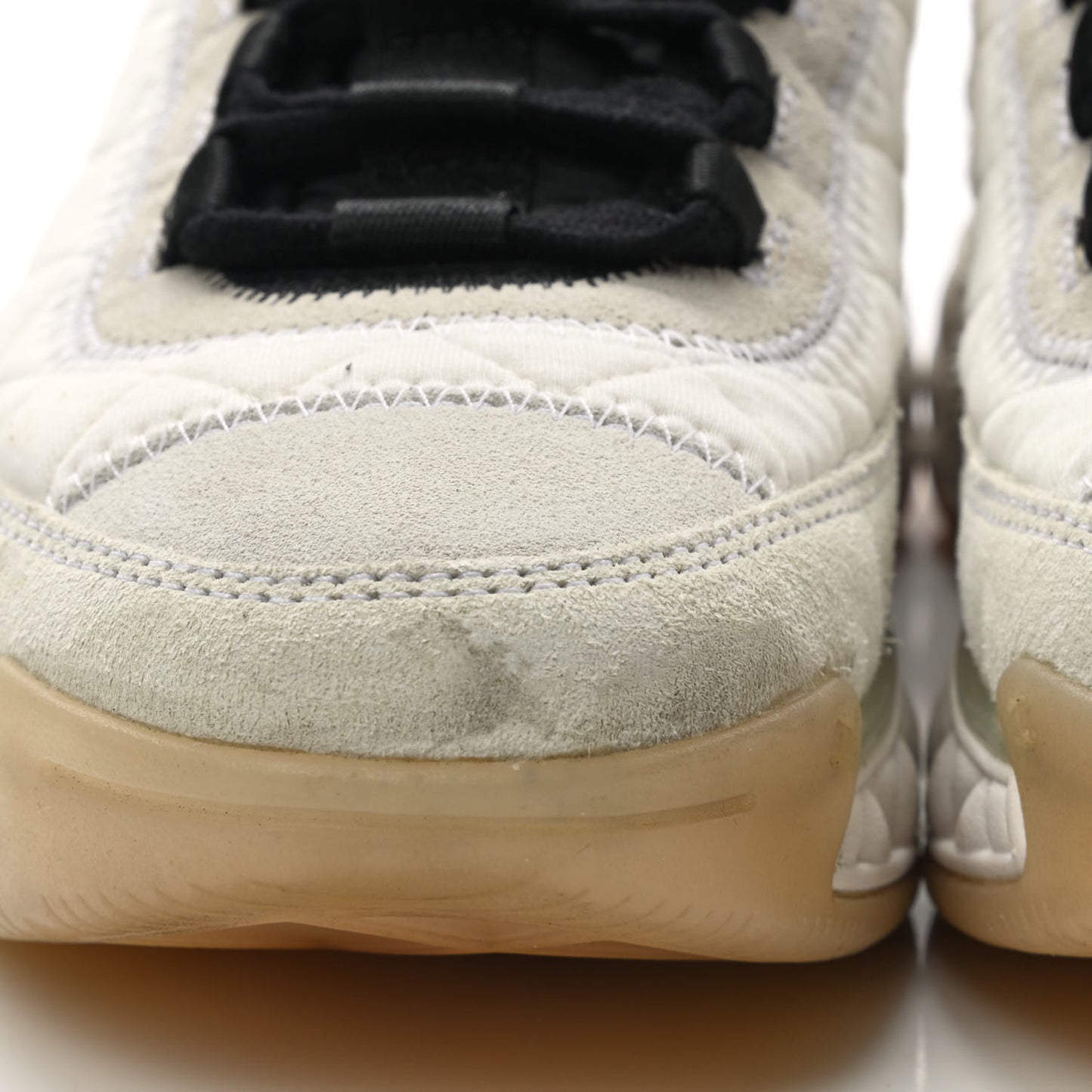 Velvet Calfskin Mixed Fibers CC Sneakers 36 Ivory Black