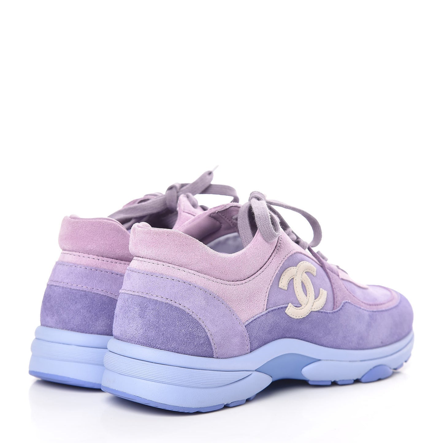 Nylon Calfskin Suede CC Womens Sneakers 37 Purple
