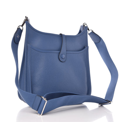 Hermes Taurillon Clemence Evelyne III PM Bleu Agate 3 of 10
